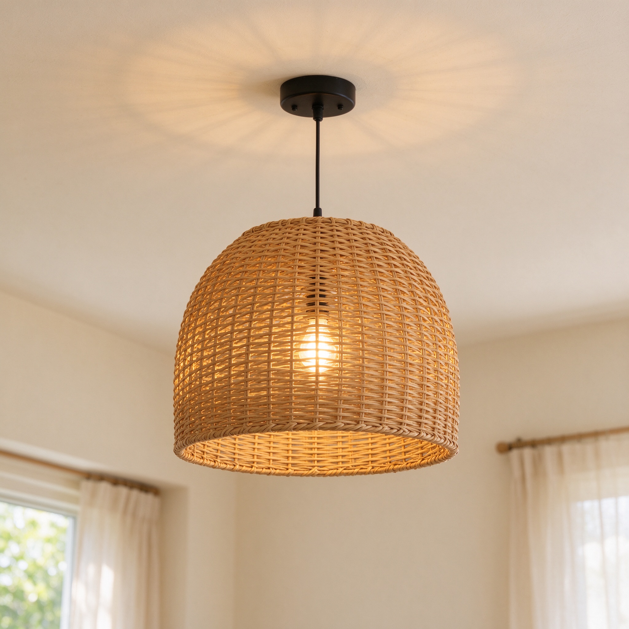Woven Rattan Pendant