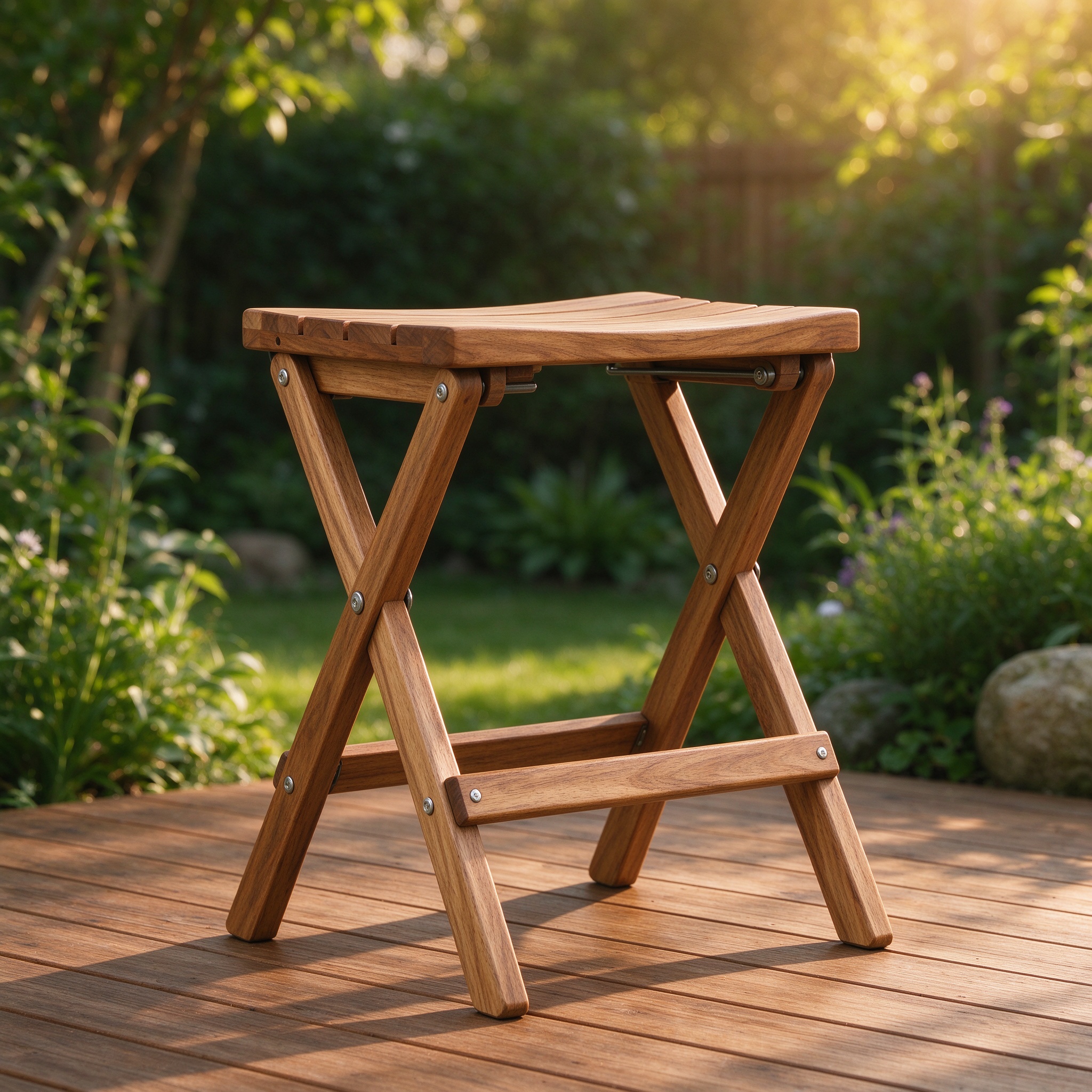 Folding Acacia Garden Stool